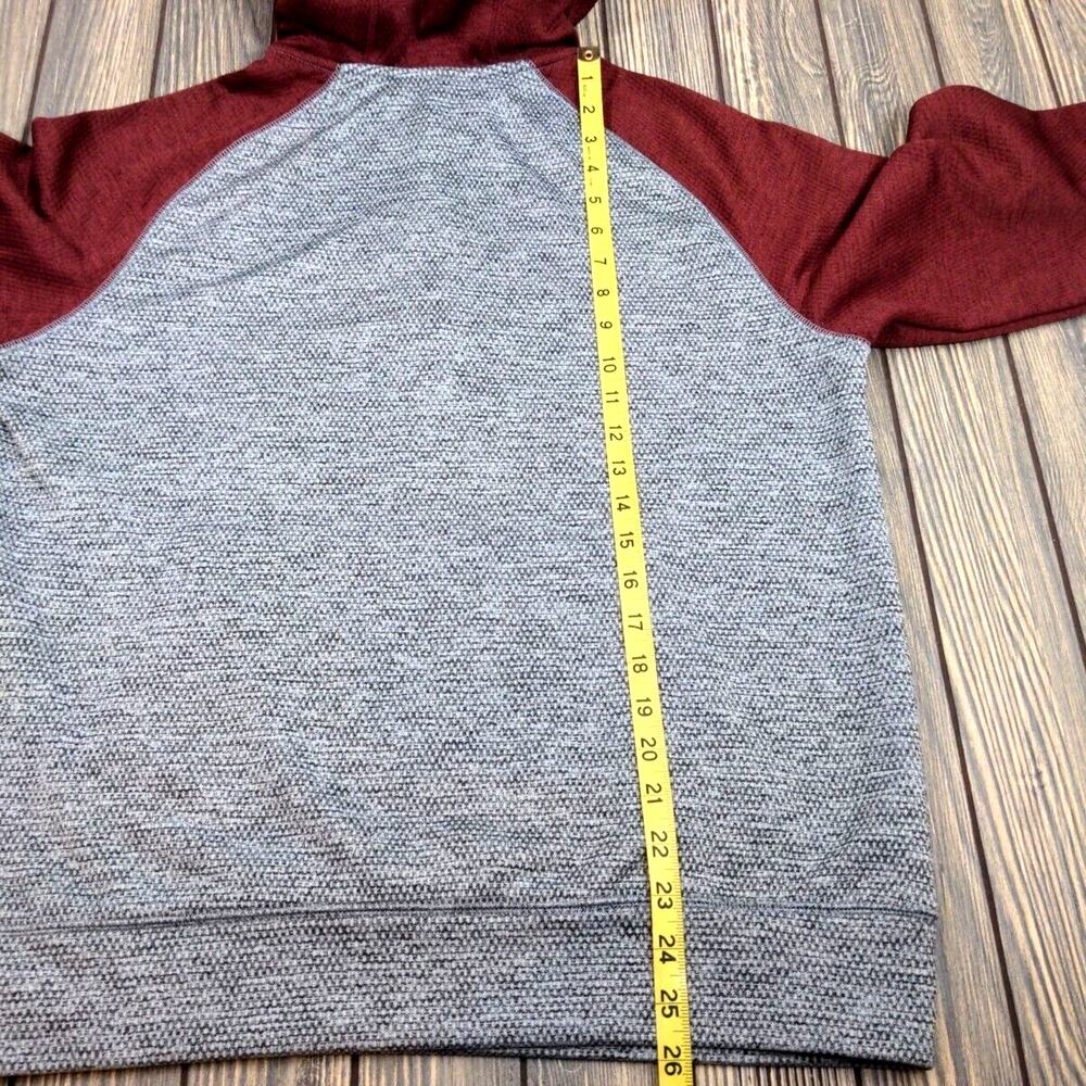 Champion Men Stadium Fleece Maroon Gray Quarter Zip Waffle Knit Hoodie‎ Men M - Picture 7 of 8